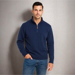 St. John’s Bay Men's Deep Blue Quarter Zip-up Pullover Sweater Size L Large